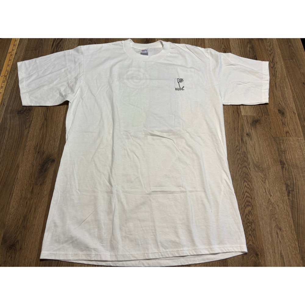 Jerzees Shirts Mens Size XL White T-Shirt Graphic Print Short Sleeve Vintage 90s